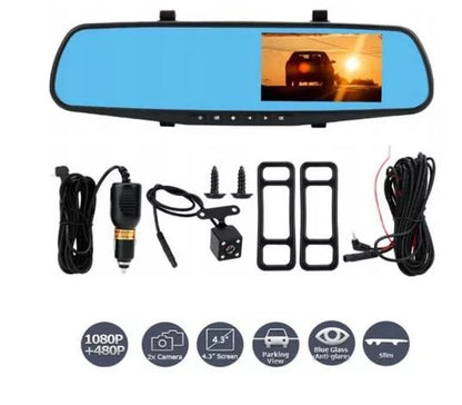 Espejo Retrovisor Doble Cámara Pantalla