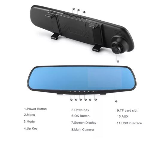 Espejo Retrovisor Doble Cámara Pantalla