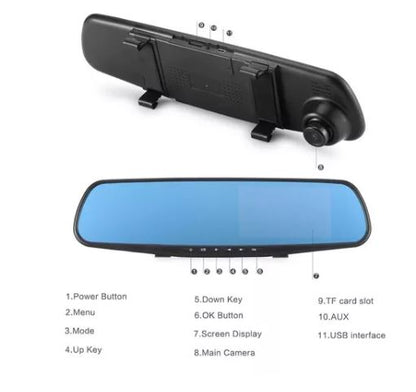 Espejo Retrovisor Doble Cámara Pantalla